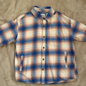 Plaid Mens Shirt in Blue and Orange